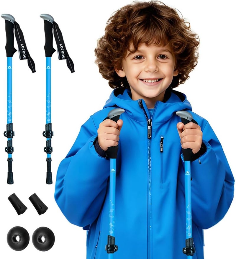 yourjoy Hiking Trekking Poles for Kids, 2 Pack Anti Shock, Adjustable, Collapsible Hiking Poles for Trekking or Walking, Lightweight Aluminum Sticks - Image 1